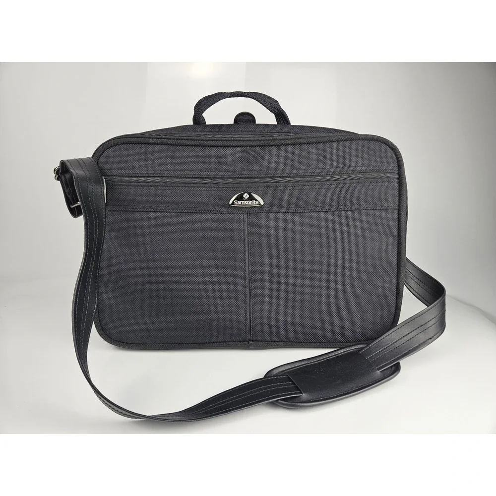 Samsonite‎ Carry On Computer Briefcase Shoulder Bag Black Canvas Black